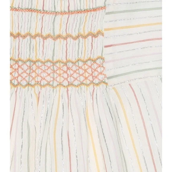 Bonpoint Paysanne Striped Off-White Cotton Dress